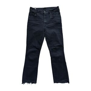 MOTHER Insider Crop Step Fray Jeans 30 Not Guilty Black Bootcut